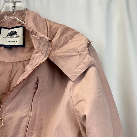 1 Sunset Lane Womens Pink Long Sleeve Hooded Rain Jacket Size Medium - Picture 6 of 10